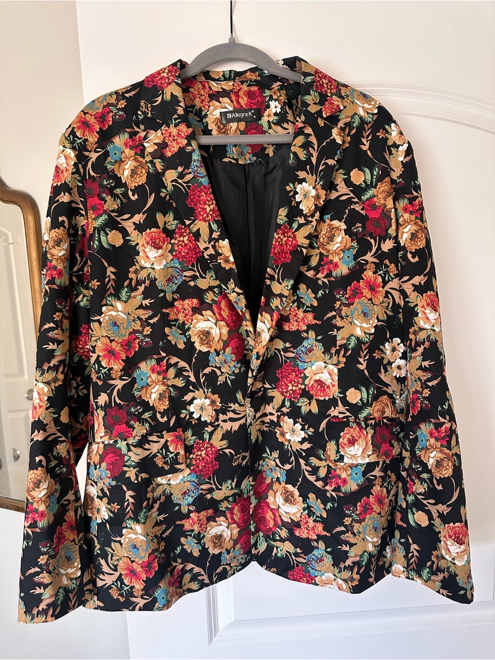 Floral Black Blazer Suit Jacket - XL